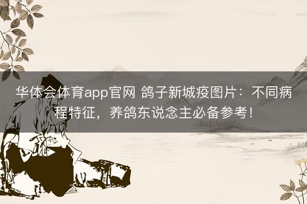 华体会体育app官网 鸽子新城疫图片：不同病程特征，养鸽东说念主必备参考！
