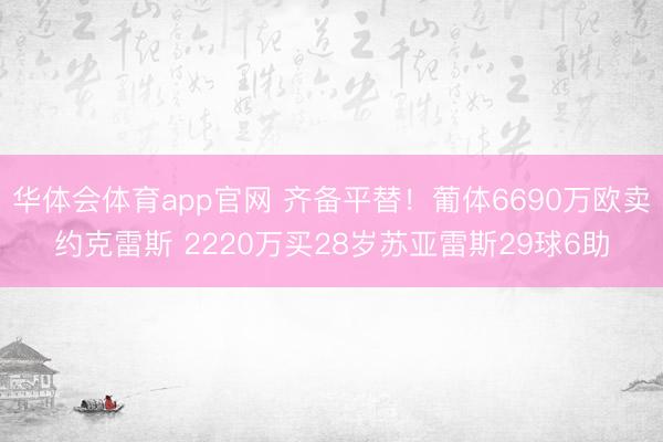 华体会体育app官网 齐备平替！葡体6690万欧卖约克雷斯 2220万买28岁苏亚雷斯29球6助