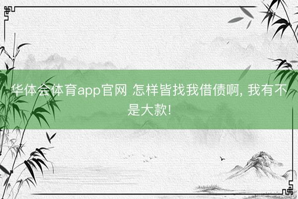 华体会体育app官网 怎样皆找我借债啊，<a href=