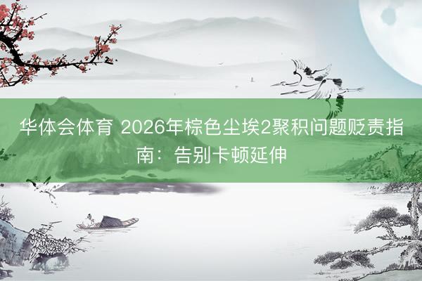 华体会体育 2026年棕色尘埃2聚积问题贬责指南：告别卡顿延伸