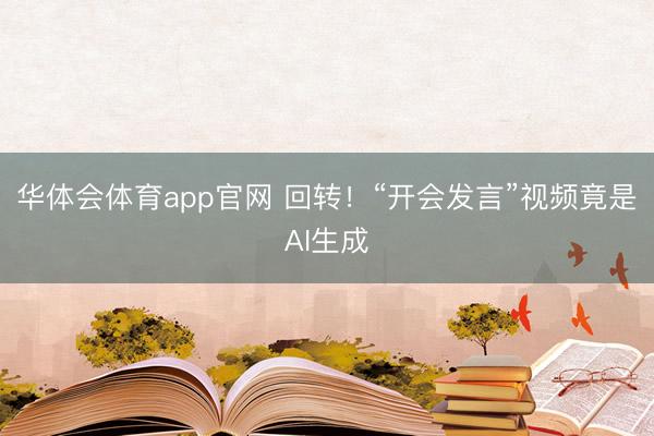 华体会体育app官网 回转！“开会发言”视频竟是AI生成