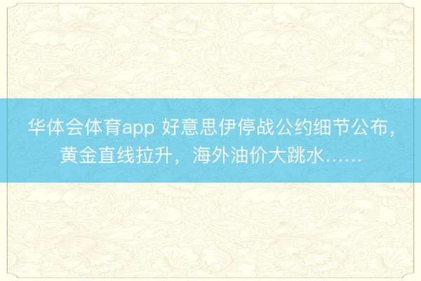 华体会体育app 好意思伊停战公约细节公布，黄金直线拉升，海外油价大跳水……