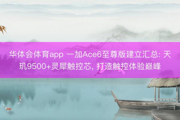 华体会体育app 一加Ace6至尊版建立汇总: 天玑9500+灵犀触控芯， 打造触控体验巅峰