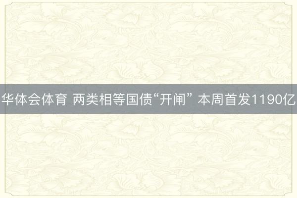华体会体育 两类相等国债“开闸” 本周首发1190亿