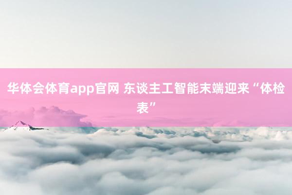 华体会体育app官网 东谈主工智能末端迎来“体检表”
