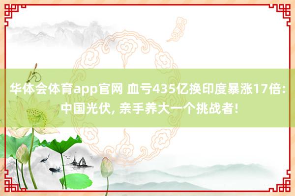 华体会体育app官网 血亏435亿换印度暴涨17倍: 中国光伏, 亲手养大一个挑战者!