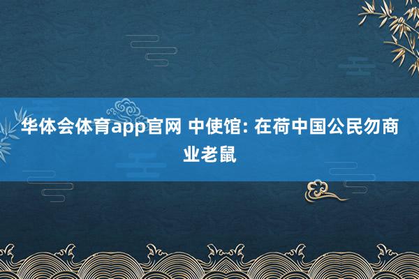 华体会体育app官网 中使馆: 在荷中国公民勿商业老鼠