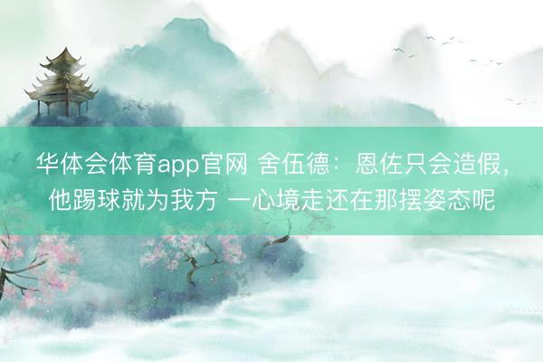 华体会体育app官网 舍伍德:恩佐只会造假,他踢球就为我方 一心境走还在那摆姿态呢