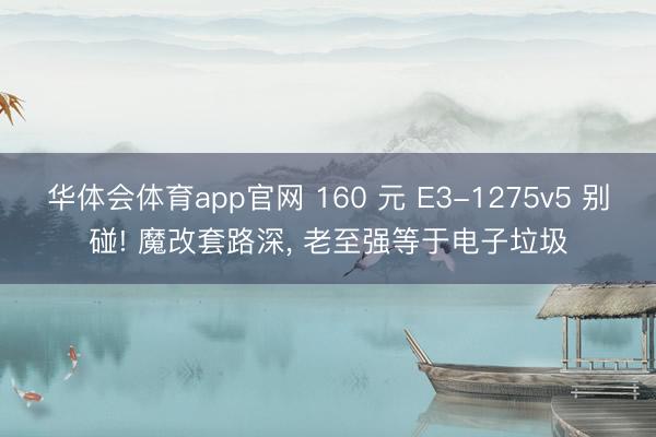 华体会体育app官网 160 元 E3-1275v5 别碰! 魔改套路深， 老至强等于电子垃圾