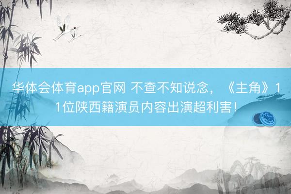 华体会体育app官网 不查不知说念，《主角》11位陕西籍演员内容出演超利害！