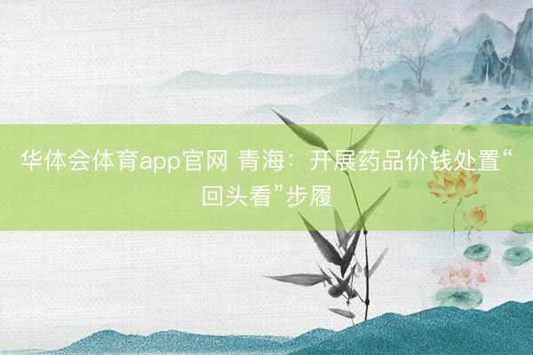 华体会体育app官网 青海：开展药品价钱处置“回头看”步履