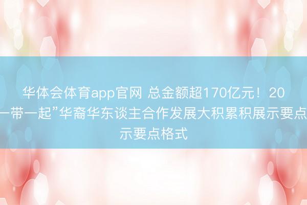 华体会体育app官网 总金额超170亿元！2026“一带一起”华裔华东谈主合作发展大积累积展示要点格式